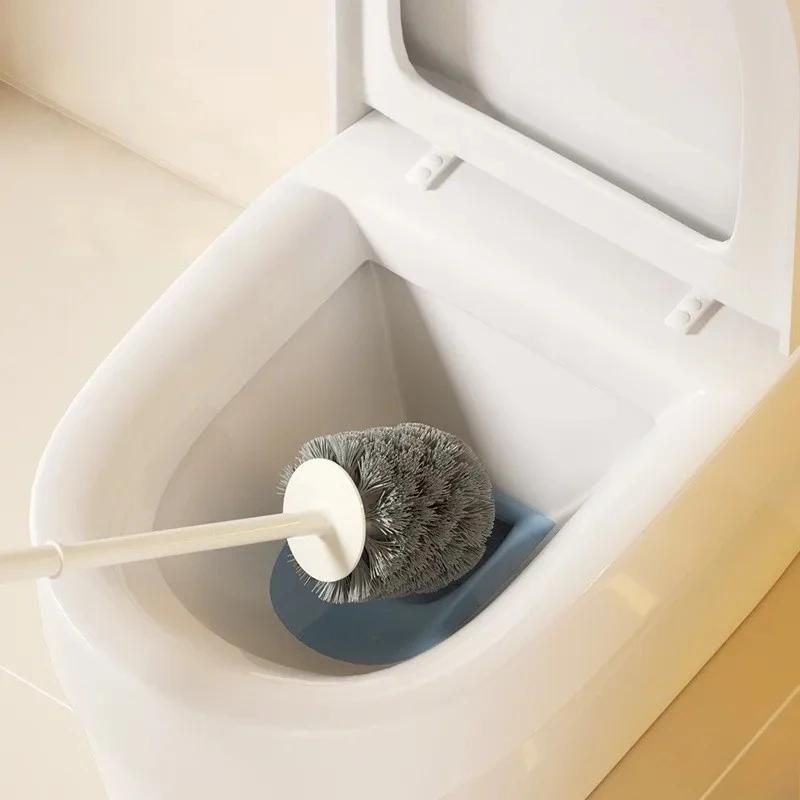 Cartoon Cute Household Toilet Brush with Base Toilet Toilet Non Perforated Wall Mounted Blind Angle Long Handle Brush Practical