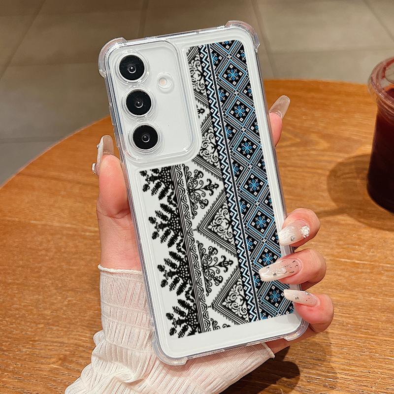 

Сложный узор Прозрачный противоударный чехол для телефона для Samsung S25 Ultra S24 FE S23 S22 A56 A16 A36 A15 A55 A35 Защита объектива Мягкий силиконовый тонкий чехол на заднюю панель Samsung A52 / A52s синий