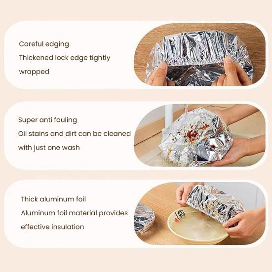 2 ks Hliníková fólie Izolační kryt na misky a talíře Elastické izolační víko Snadno čistitelné Opakovaně použitelné Kuchyňský pomocník