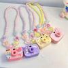 2Pcs Cute Glowing Toy Cartoon Sanrio Kuromi Children Projection Camera Beaded Necklace Bracelet Jewelry Girl Birthday Gift