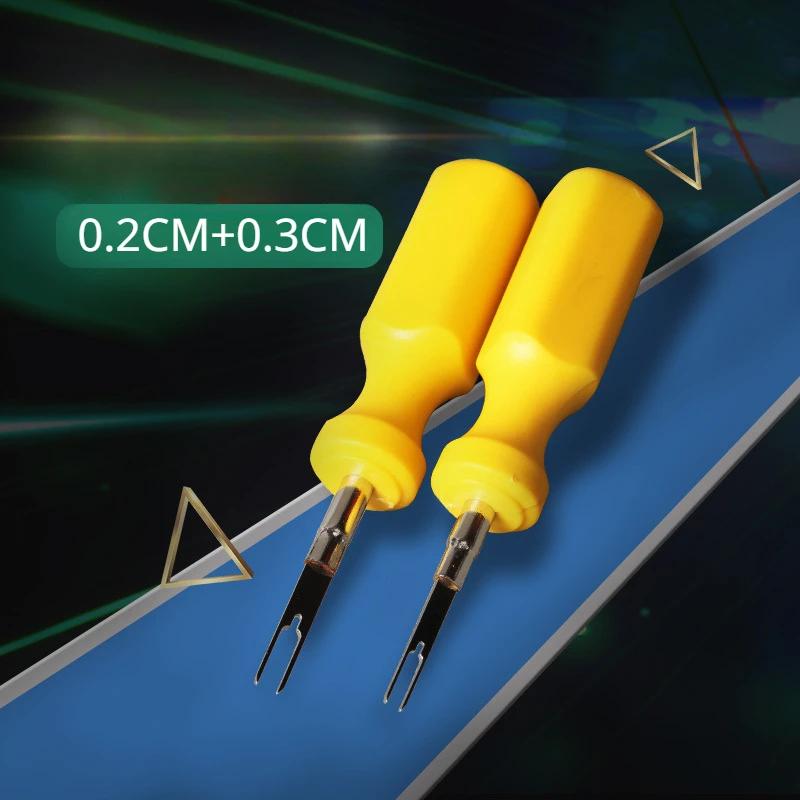 2pcs/Set Car Plug Terminal Removal Tool Key Pin Extractor Puller 2mm 3mm Electrical Wire Connector With Handle Automotive Repair