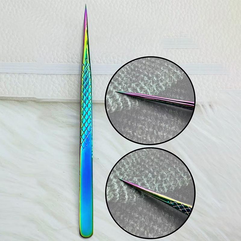 False Eyelash Tweezers Colorful Stainless Steel High Precision Anti-static Eyelash Extension Tweezers Makeup Tools