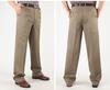 Dad's Pants Men's High Waist Cotton Double Pleated Loose Fit Pants for Spring & Autumn