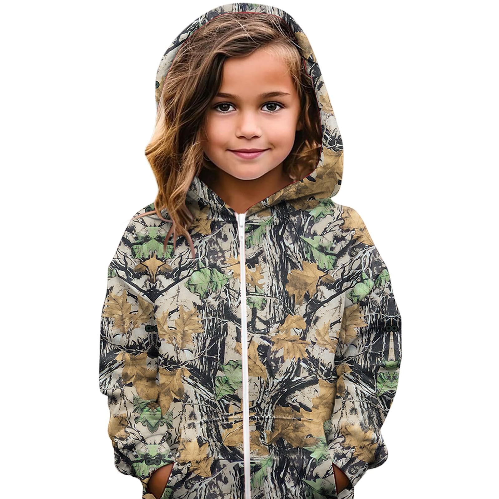 

Детский повседневный кардиган с капюшоном и принтом листьев 110 коричневый