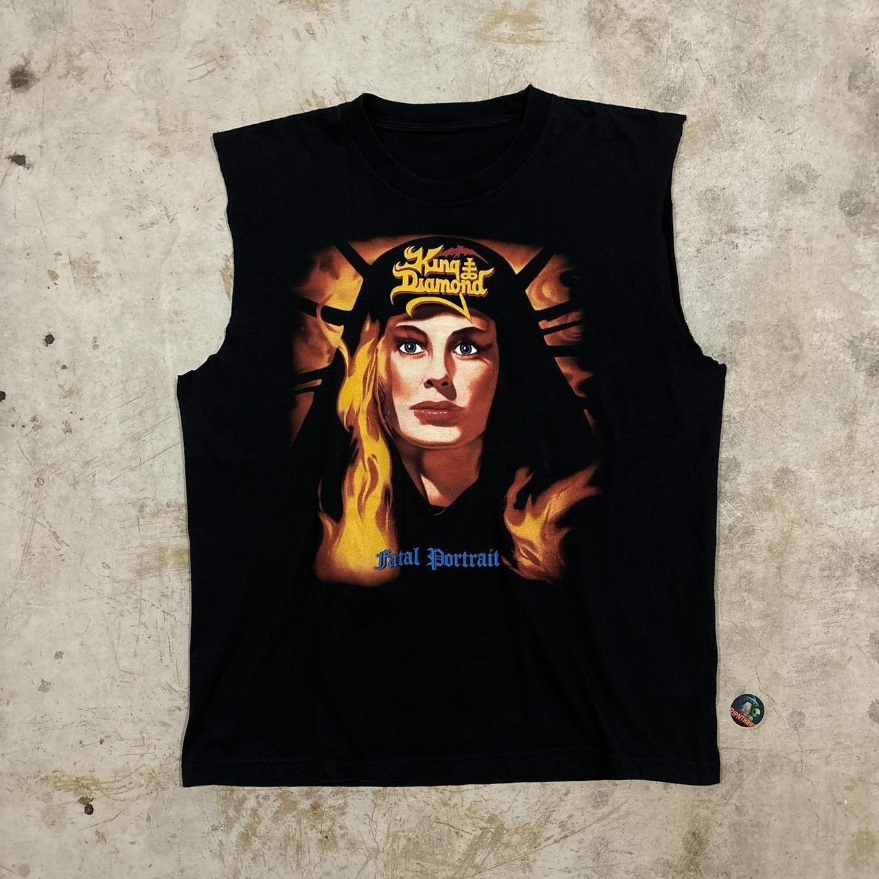 Vintage Y2K King Diamond Final Portrait cut off sleeveless band tee Size XL Unisex T-Shirt XXL
