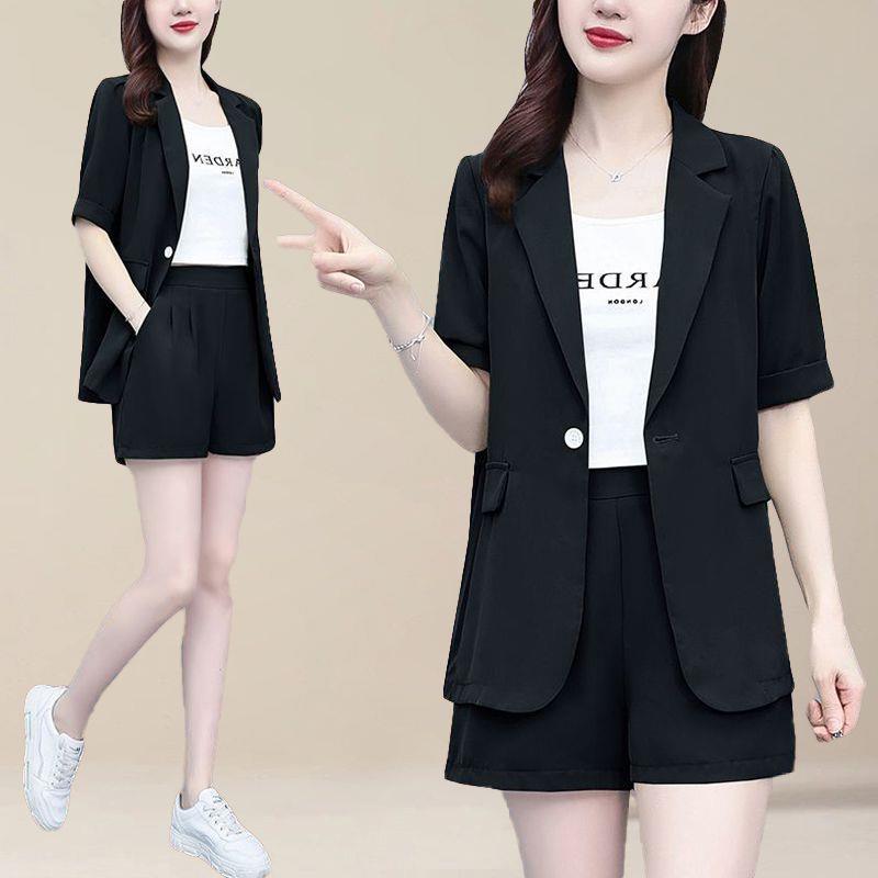 2024 Summer Korean Style Women's Blazer & Shorts Set - Thin, Casual, Elegant Two-Piece