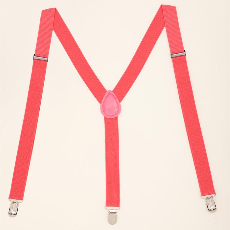 

Colorful Adjustable Elastic Unisex Suspenders with 3 Clips розовый