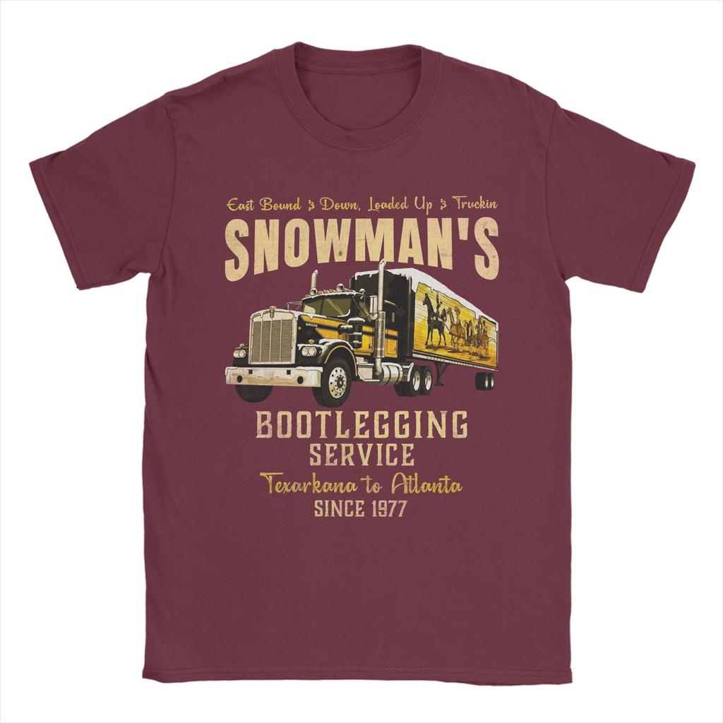 Mens TShirt Snowmans Bootlegging Service Smokey and the Bandit Casual Pure Cotton Tees T Shirt O Neck Clothes Summer