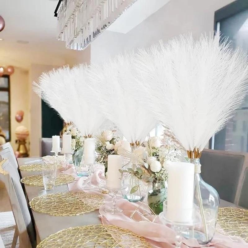 20Pcs Faux Pampas Grass, 21.6" Short Artificial Pompous Grass Floral Fake Pompas Grass Branches Vase Filler Flower Arrangement