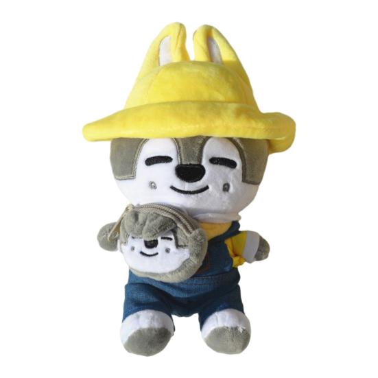 

Cartoon Animal Plush Toy with Removable Clothes Backpack Pig Fox Chick Wolf Bear Cat Rabbit Dog Plushie Stuffed Animal Doll Band Fans Gift Wolf