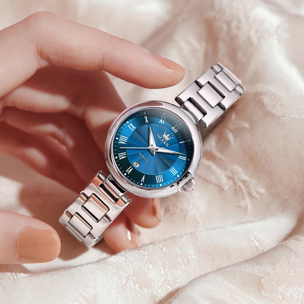OLEVS Quartz Gift for Women Women's Watch, Cute, Luminous, Blue,