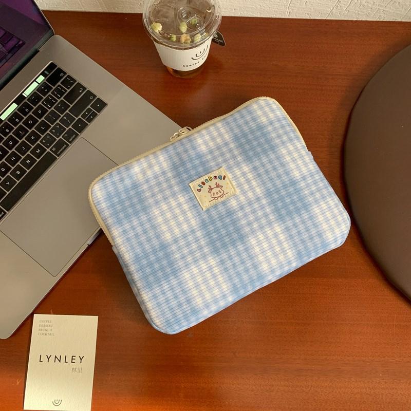 TS JYL laptop bag,Korean INS Stripe Plaid Tablet Sleeve 14 15 Inch Laptop Inner Case OneSize синий