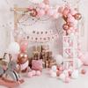 Baby Girl First Birthday Party Decoration Three Balloon Boxes with 24 Balloons for 1 Year Old Baby Birthday Party Backdrop Favor