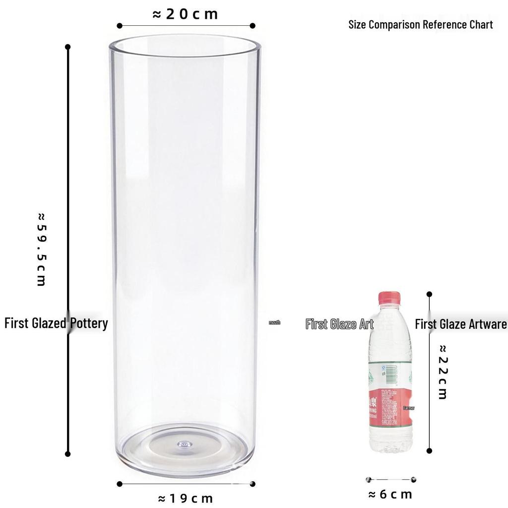 Large Transparent Anti-Drop Flower Vase for Lucky Bamboo - Plastic Imitation Glass Hydroponic Container