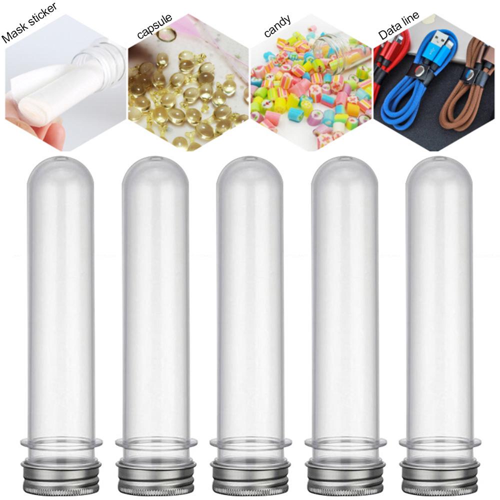 10Pcs  30ml/40ML/70ML/100ML   Excellent Plastic Transparent Test Tubes With Aluminum Cap Bottles School Supplies Lab Equipments