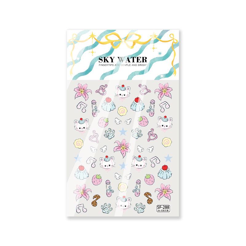 SKY Korean Cute Cartoon Pink Cat Nail Art Stickers - DIY 3D Embossed Small Nail Decor.