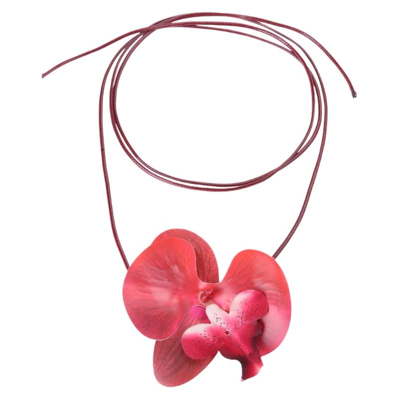 Elegant Flower Pendant Neck Chain Adornment Delicate Flower Necklace Elegant Pearls Inlayed Flower Neckband Ornament