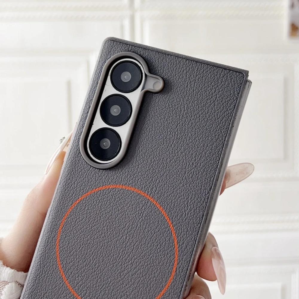 High-End Business Sle Ultra Dünn Slim Faltbare Magnetische Handyhülle für Samsung Galaxy Z Fold 7 6 5 PU Leder Schutz Rückseite