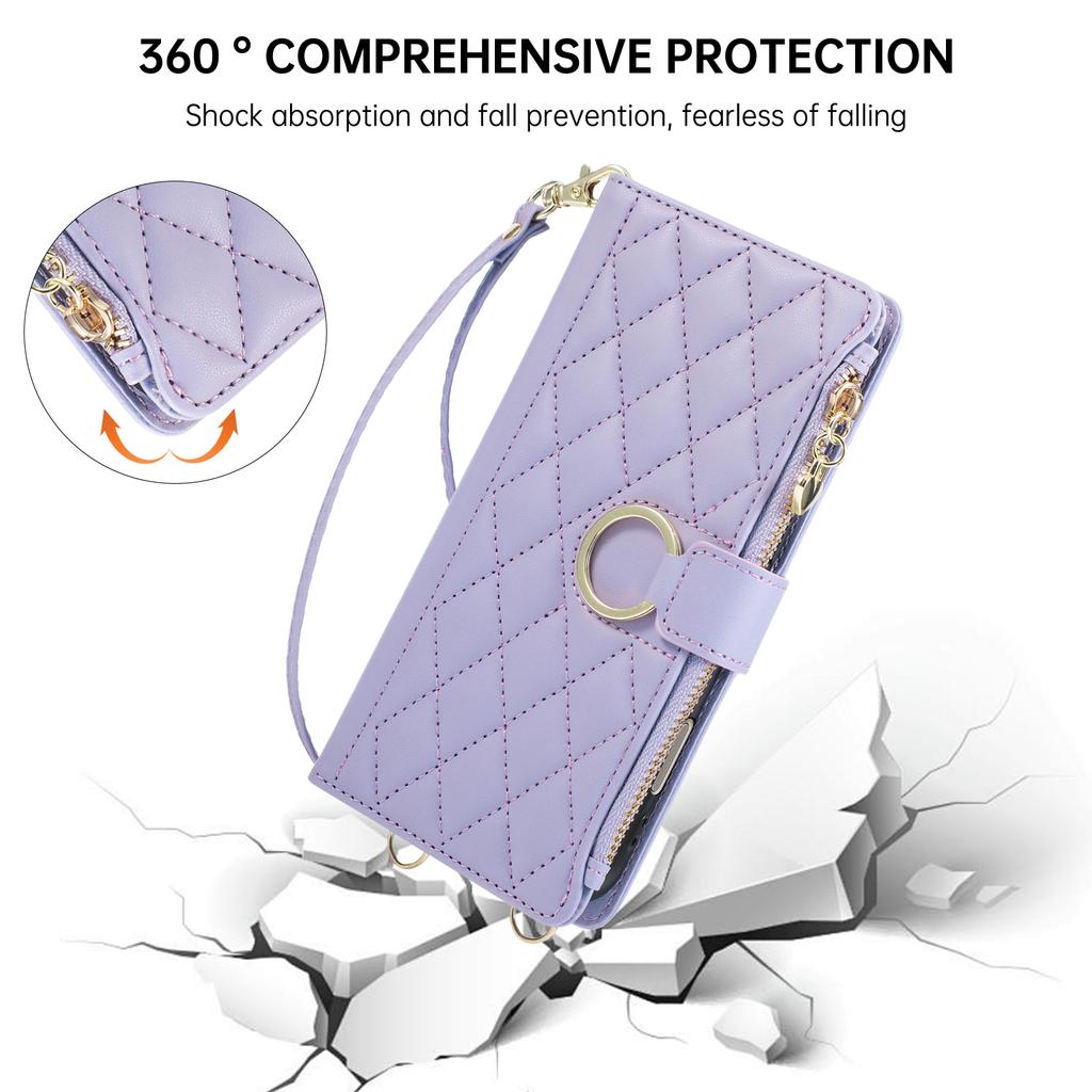 Crossbody Wrist Strap Leather Wallet Phone Case for Samsung S25 Edge S26 Ultra S24 S23 S22 S21 Plus Note 20 Flip Stand Cover