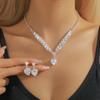Super Flash Love Zircon Earrings Necklace Set Temperament Collarbone Chain Light Luxury High-End Jewelry