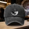 Astronaut On Moon Baseball Cap Washed Cotton Curved Brim Trendy Outdoor Adult Hat