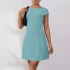 Women's Summer Casual Backless Cap Sleeve T Shirt Dress Round Neck Party Dresses