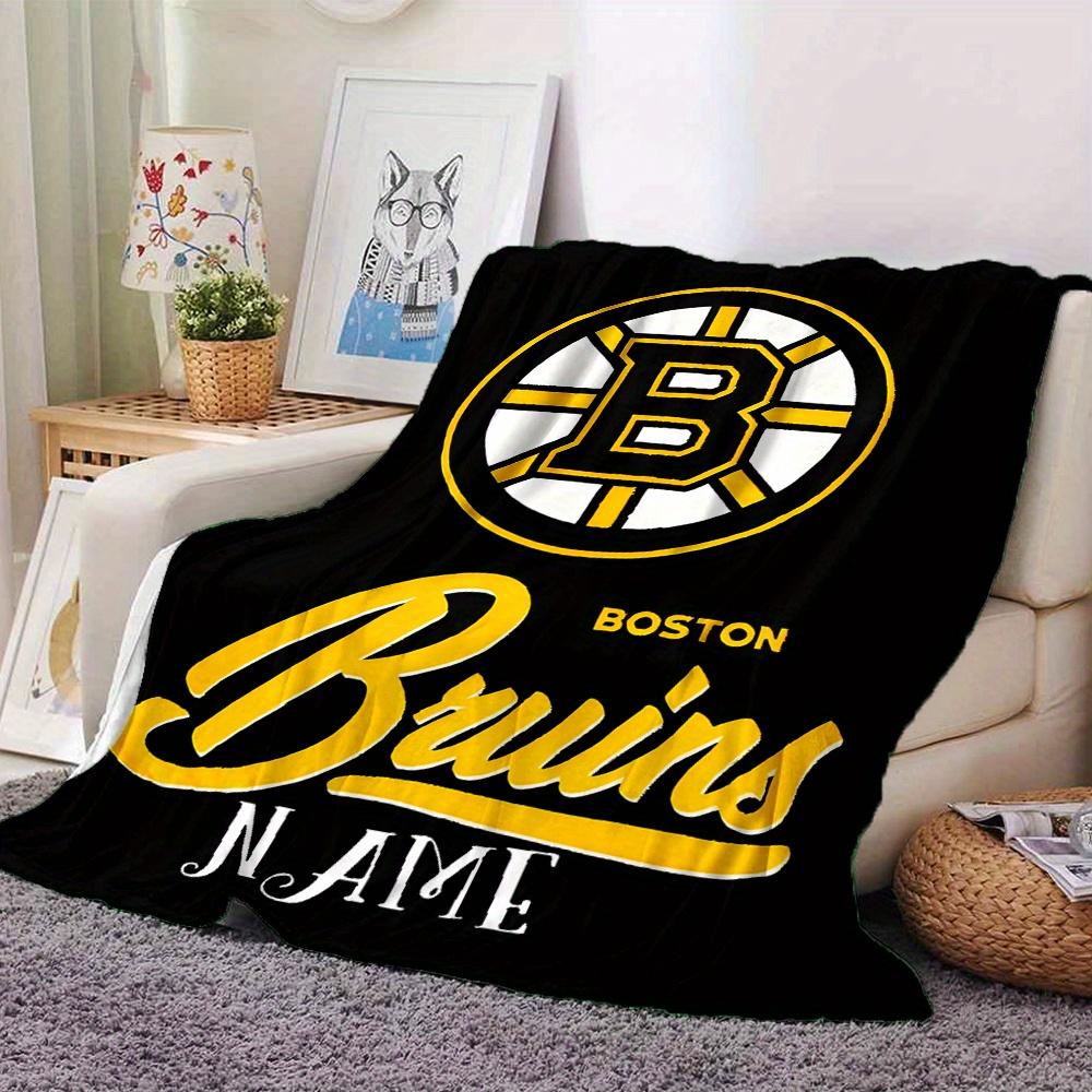 Couverture Quatre Saisons Logo Boston Bruins Personnalisée Avec Votre Nom Légère Et Chaude Cadeau Parfait Pour Maison Bureau Camping Canapé Voyage Plage Durable