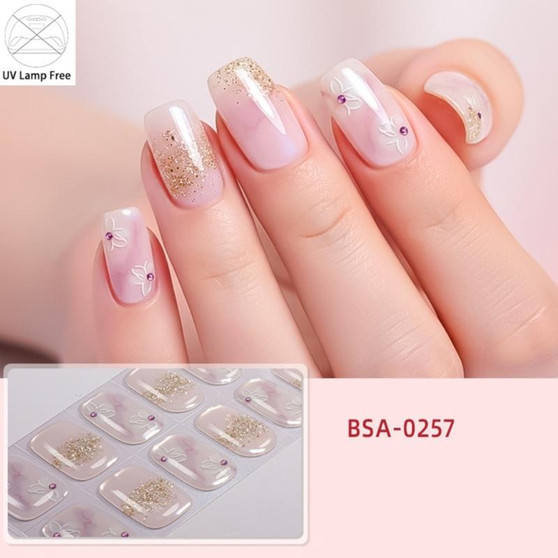 Quickly dry SelfAdhesive Nail Art Stickers Soft Waterproof Materials Gel Nail Strips For Daily Use And Special Occasions