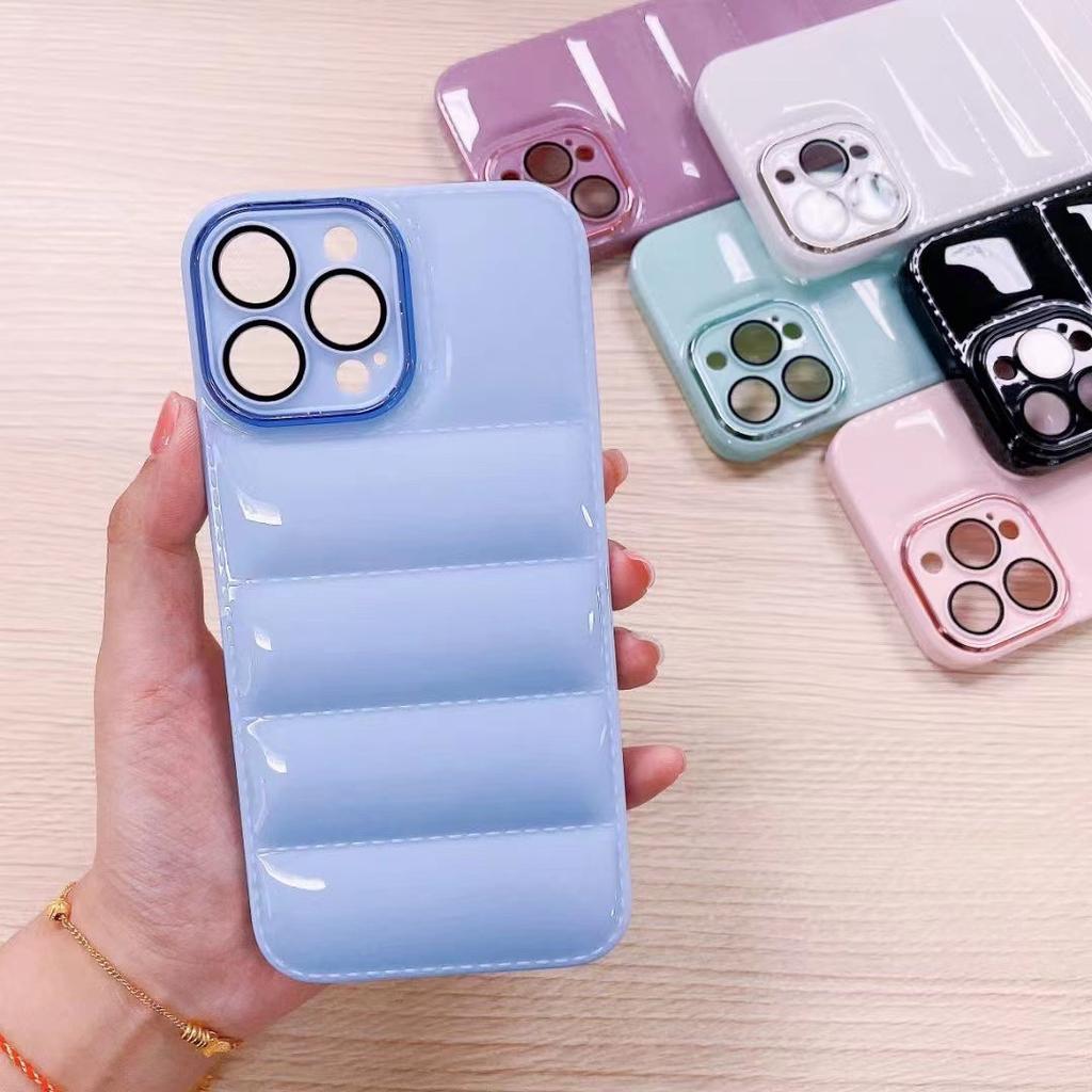 High Quality Candy Color 3D Pattern Shockproof Mobile Phone Cover TPU Down Jackets Phone Case for iPhone 16 Pro Max 15 14 13
