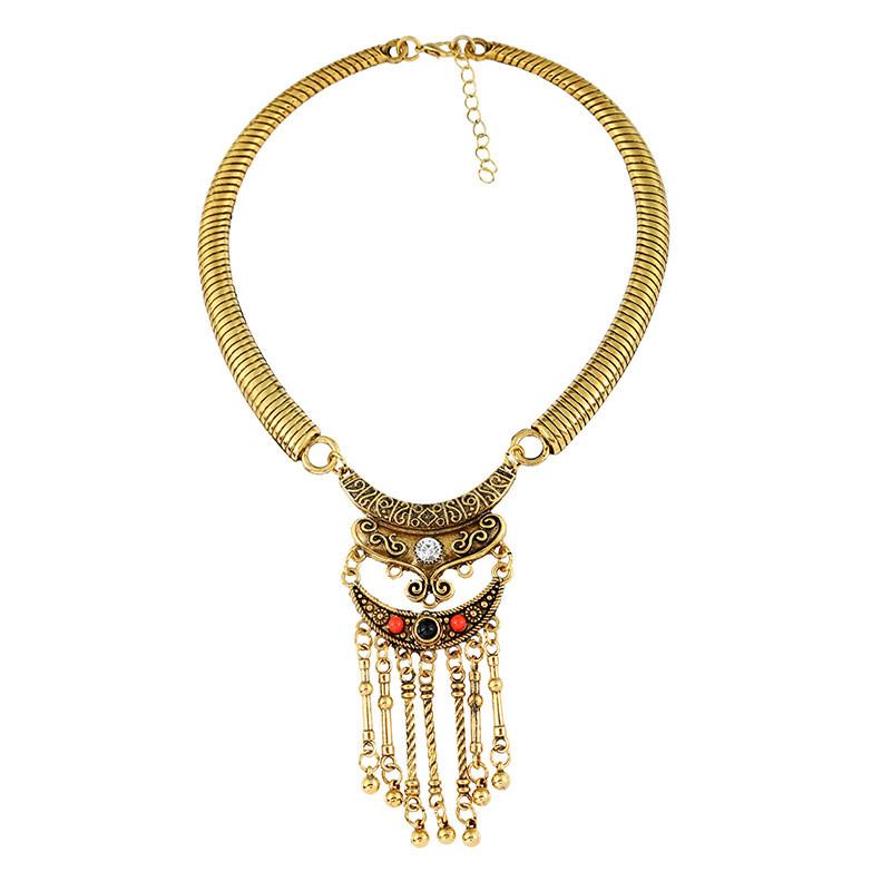 Retro Alloy Geometric Choker Necklace With Dazzling Zirconia For Men And Women