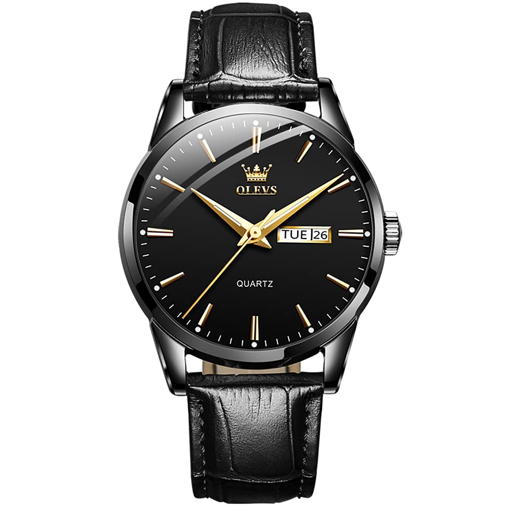 Men's Business Watch with Leather Band, Stylish Waterproof Watch with Calendar Display and Luminous Function, Perfect Gift for Men