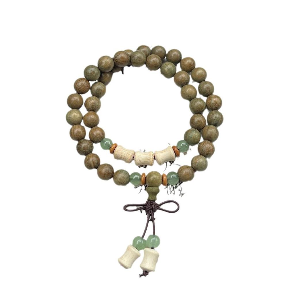 Chinese Green Sandalwood Multi-circle Bracelet Female Wenwan Sandalwood Bead Holding Rosary Male
