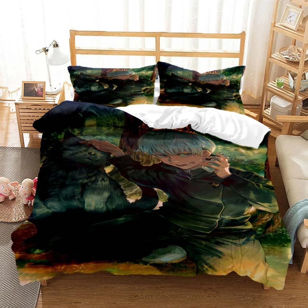 Jujutsu Kaisen Digital Print Polyester Bedding Set Duvet Cover For Boys Teens Anime Bed Sheets