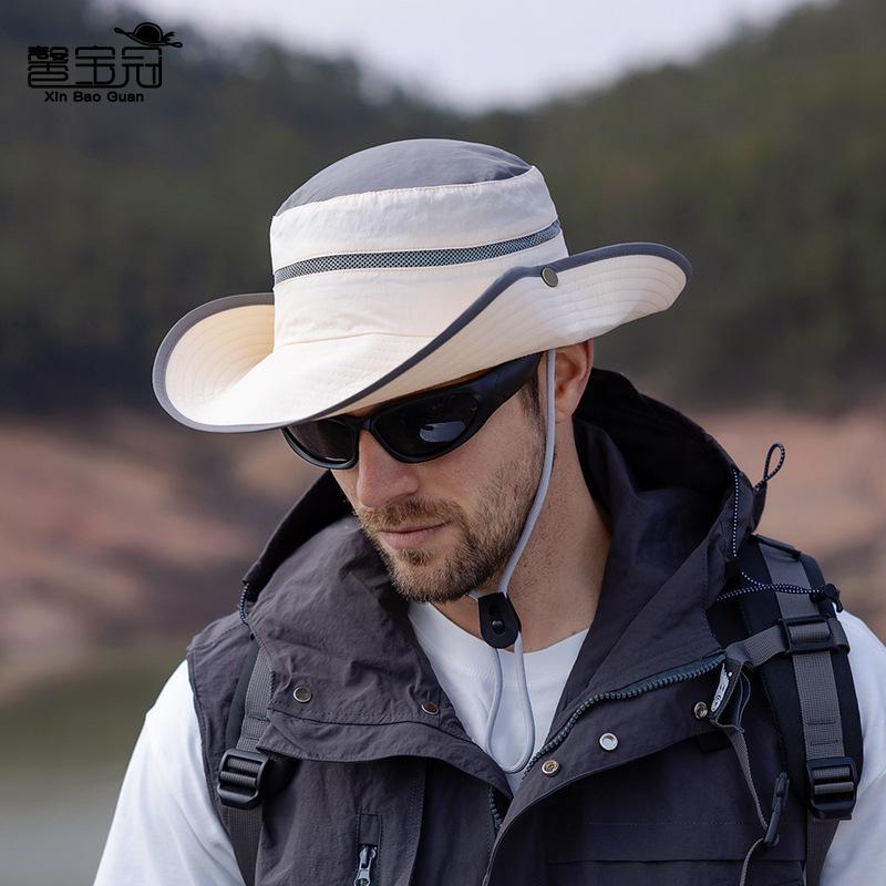 9248 summer big brim sun hat children outdoor mountaineering fishing sun protection hat men's color matching quick drying bucket hat
