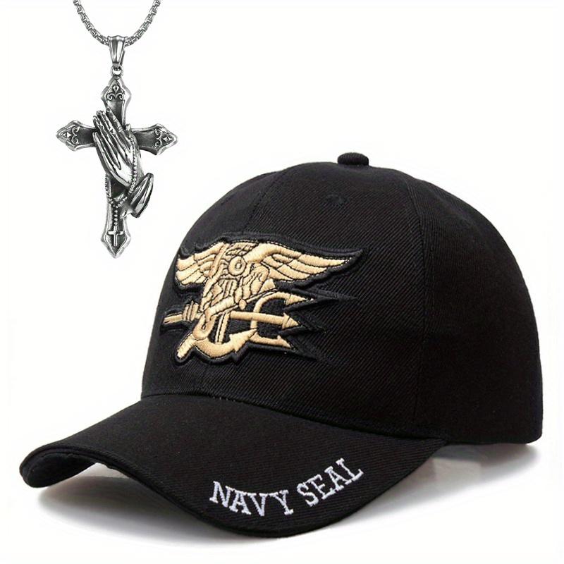 

Комплект из 2 предметов: бейсболка, ожерелье, кепка для активного отдыха, спортивная шляпа, бейсболка Navy SEAL, крест, ожерелье с подвеской, солнцезащитная шляпа чёрный