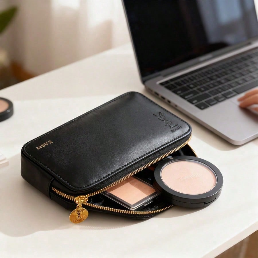 Косметичка YSL Сумка для хранения Портативная Черная 13 × 8 × 3см чёрный