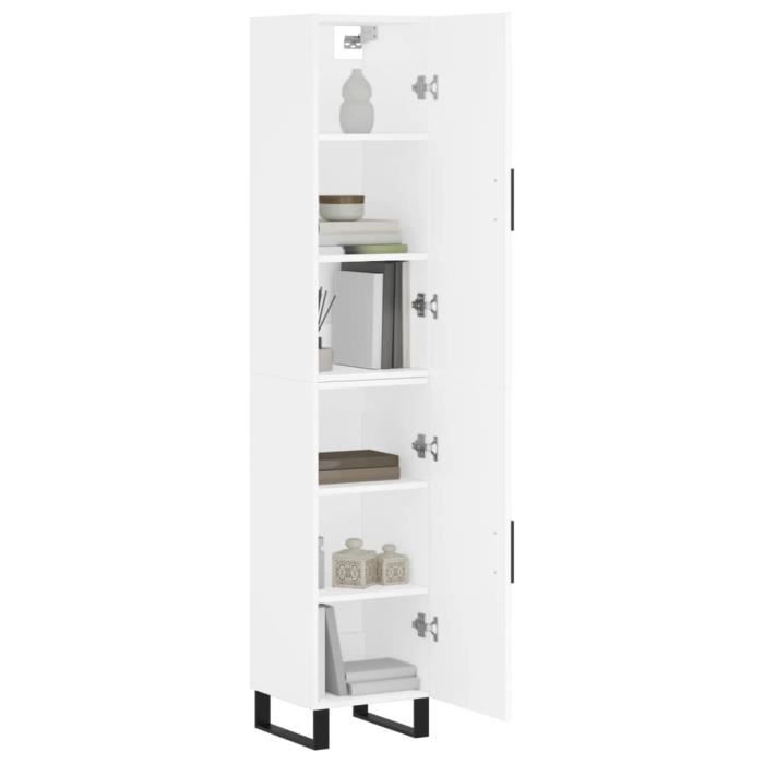 VidaXL Buffet haut Blanc 34,5x34x180 cm Bois d'ingénierie 3198809
