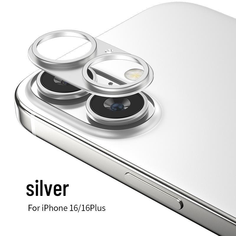 Compatible Apple iPhone 16 Pro Max Frosted Aluminum Lens Film Armor with Hollowed-Out Metal Sticker