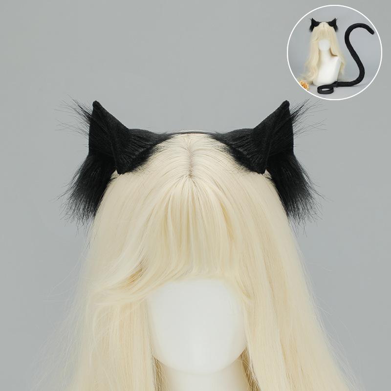 Handmade Plush Cat Ear Headband & Tail Set - Realistic Cosplay Props for Anime Conventions