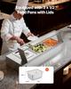 Commercial Food Warmer, 1500W Electric Stainless Steel Steam Food Warmer with Glass Cover, Countertop Buffet Bain Marie with Three 1/2 Size Food Pans,