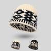 Vintage Karierter Damen Bucket Hat Winter Gestrickter Fischerhut Warmer Damen Glockenhut Hut mit Ohrenschutz Herbst und Winter Outdoor-Sport