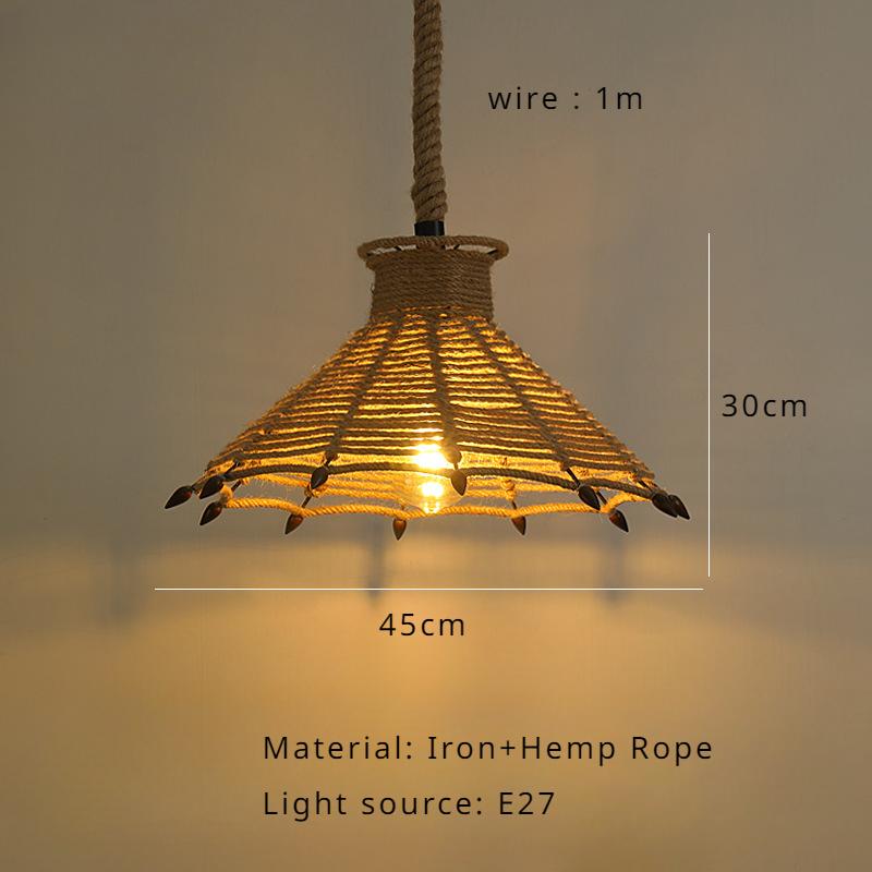 American Vintage Industrial Wind Hemp Rope Chandelier Nordic Modern Restaurant Bar Grill Pendant Lamp Balcony Home Decor LED
