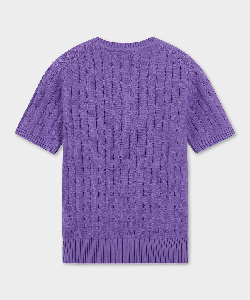 BROOKS BROTHERS [Women'S] Cotton Cable Crew Neck Short Sleeve Sweater (Violet) (Bbwrwb201Atfm)