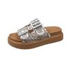 Mori retro double-buckle one-word with thick-soled slippers for women's outer wear New Year's new one-pedal Boken cool slippers