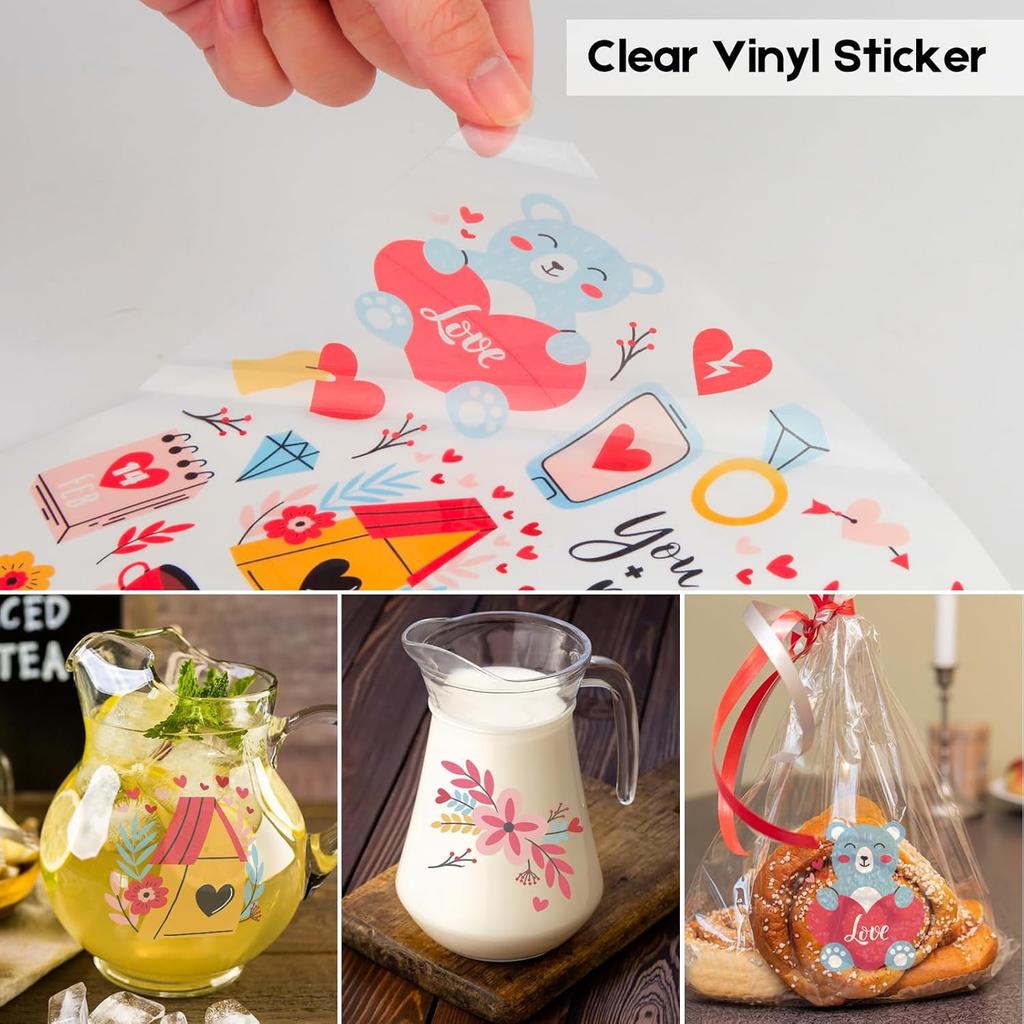 Premium Printable Clear Vinyl Sticker Paper for Inkjet Printers,30 Sheets Transparent Paper of A4 Size(297 X 210mm) DIY Personalized Self-Adhesive