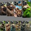 Cute Sloth Phone Case For Iphone 16E 15 Pro 14 Plus 17E 16 17 Pro Max Air 11 12 13 Mini Shockproof Capa Cute Cover TPU Clear