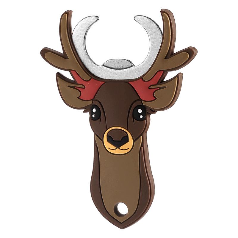 Christmas Pattern Bottle Opener Santa Snowman Elk Beer Eagle Silicone Stainless Steel Beer Openers Refrigerator Magnet Opener