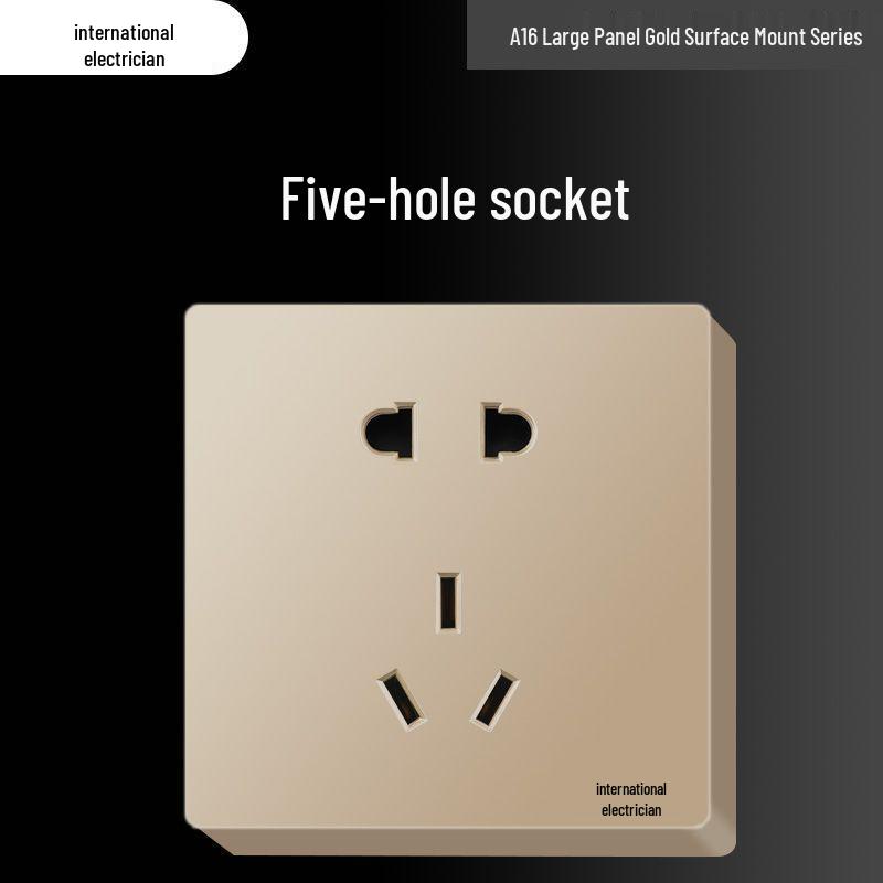 Priză electrică ultra-subțire de 16A cu montaj aparent cu panou de perete cu cinci găuri pentru uz casnic și pentru aparat de aer condiționat