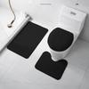 3Pcs Minimalist Style Plush Bathroom Floor Mat Set Non-slip Soft Doormat Water Absorbent for Bath Entry