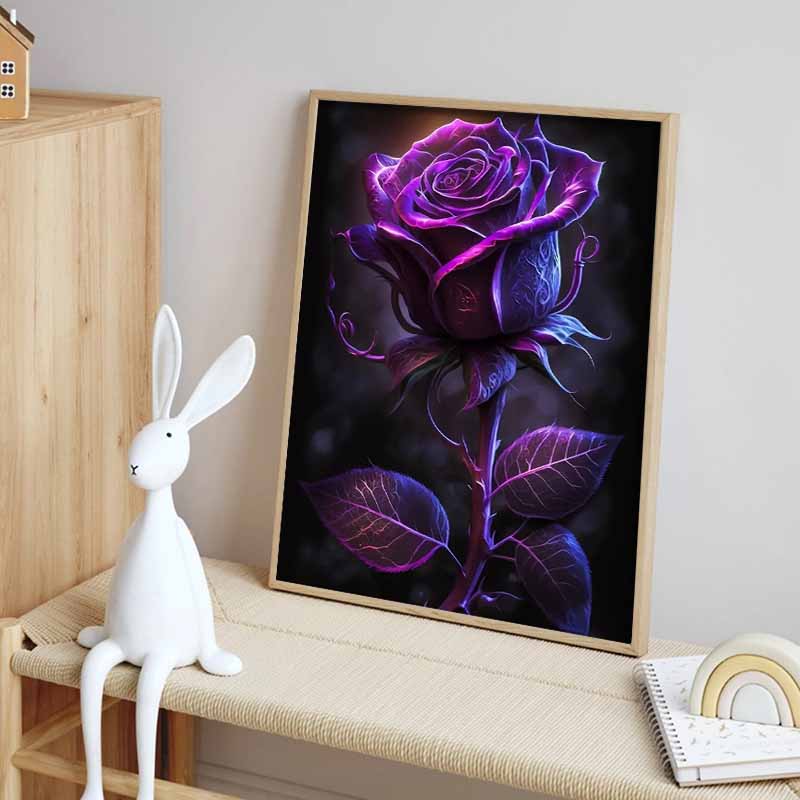 New Arrival 5D DIY Full Circle Diamond Painting "Purple Rose" Embroidery Cross Stitch Home Decor Gift